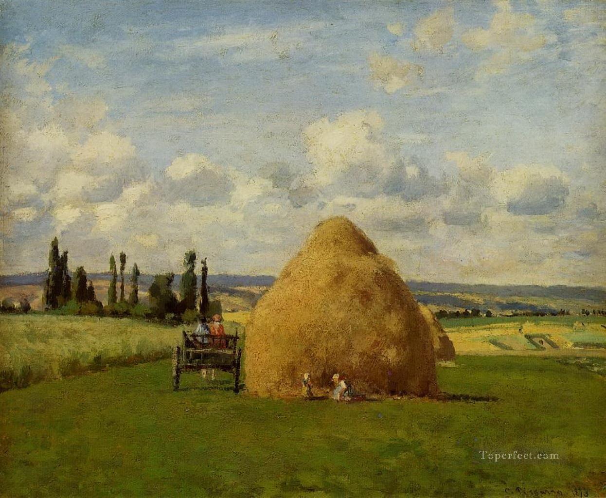 干し草の山ポントワーズ 1873年 カミーユ・ピサロ油絵